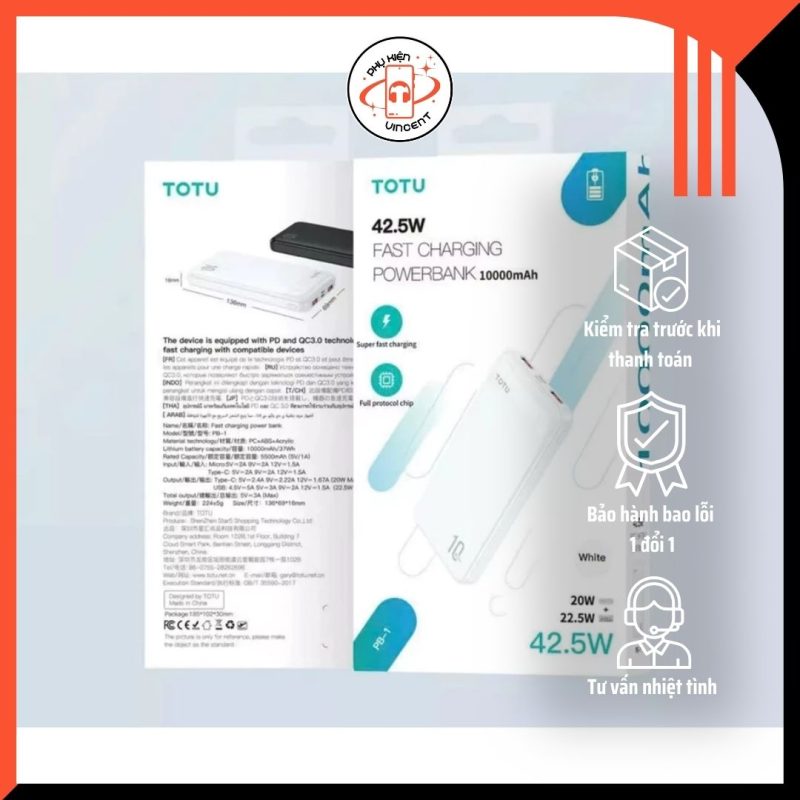 Sạc dự phòng 42.5W ToTu 10000mAh