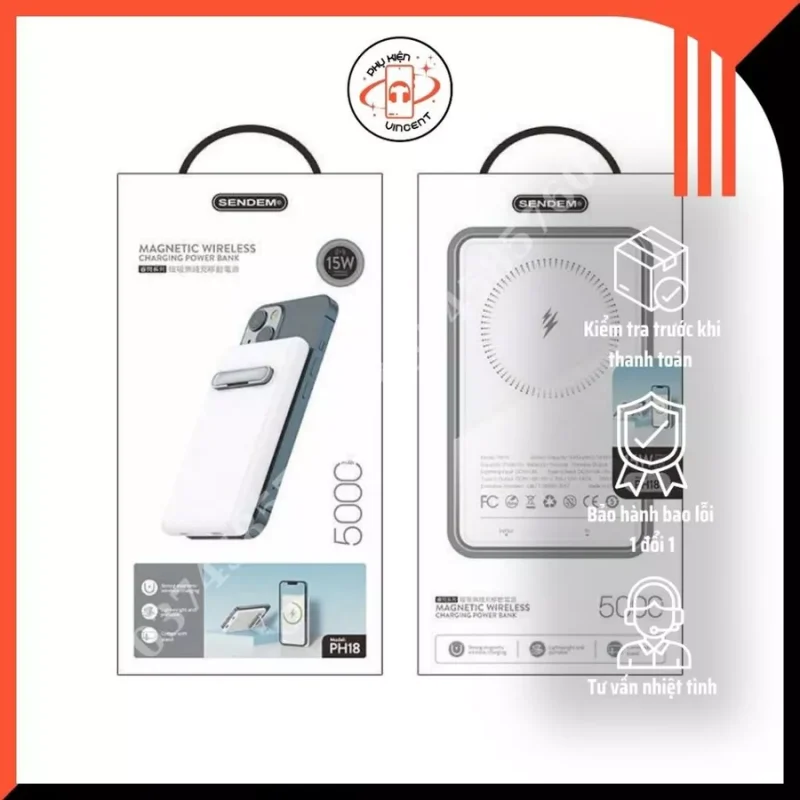 Sạc dự phòng không dây Sendem PH18 5000Mah