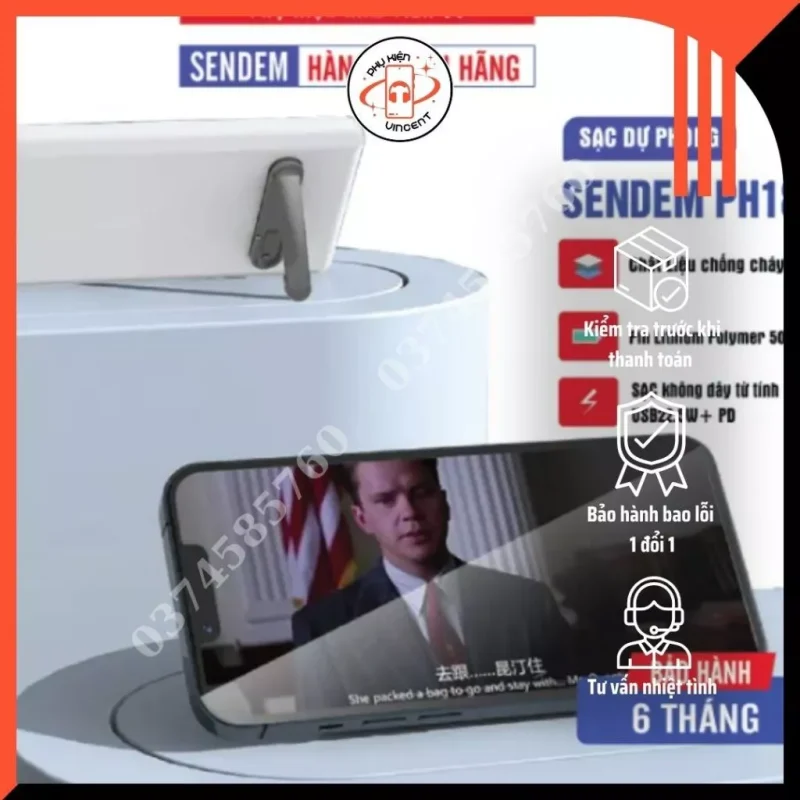 Sạc dự phòng không dây từ tính Sendem PH18 5000Mah