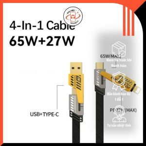 Cáp Sạc Nhanh 4 Đầu Đa Năng Y52 - Hỗ Trợ PD 27W, Dùng Cho Nhiều Thiết Bị